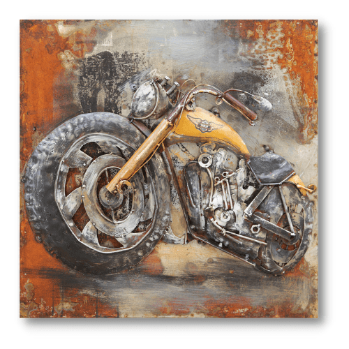 Tableau métal Harley Davidson Jaune