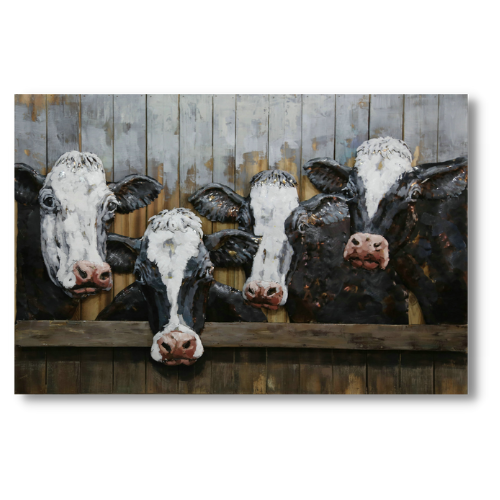 Tableau métal Vaches à la ferme