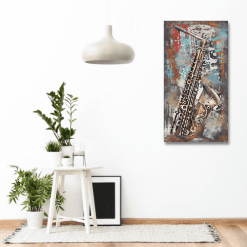 tableau relief saxophone