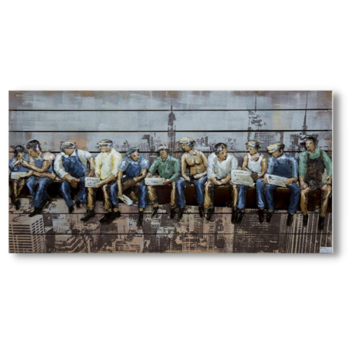 Tableau métal Ouvriers en pleine réflexion