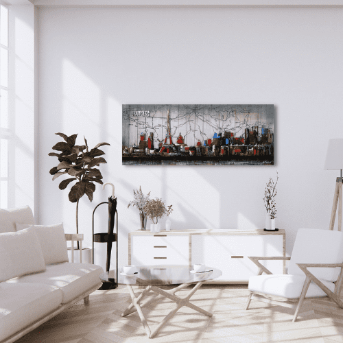 Tableau métal Toits de Paris Colorés