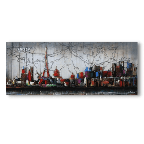Tableau métal Toits de Paris Colorés