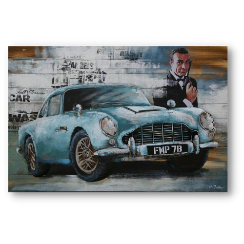 Tableau métal Aston Martin et Sean Connery