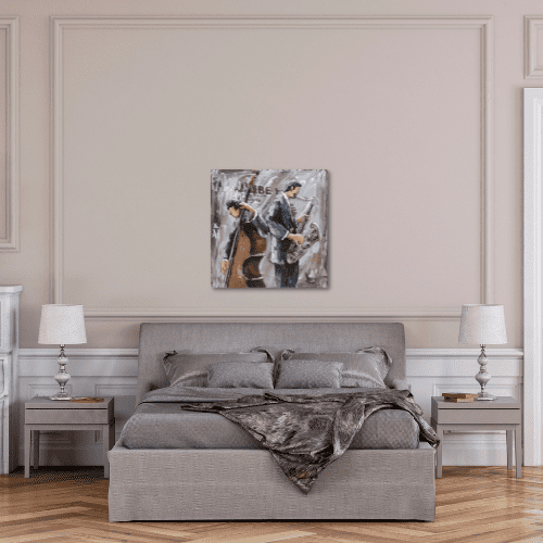 Tableau métal Duo saxo contrebasse