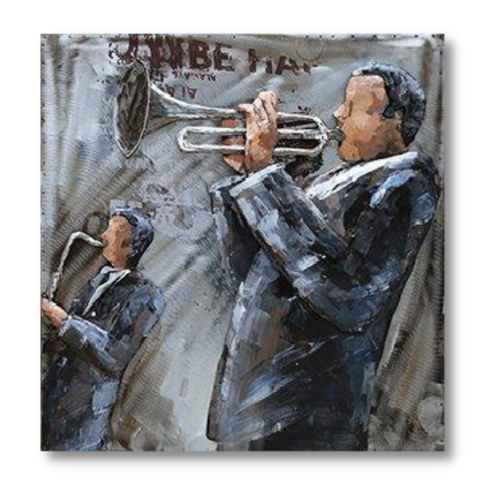 Tableau métal Duo Trompette Saxo