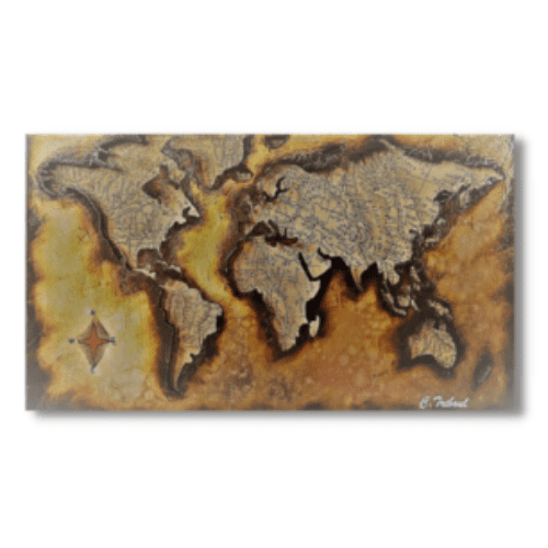 carte du monde tableau métal