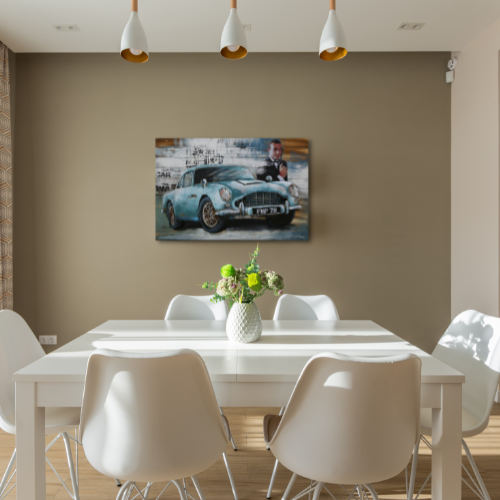 Tableau métal Aston Martin et Sean Connery