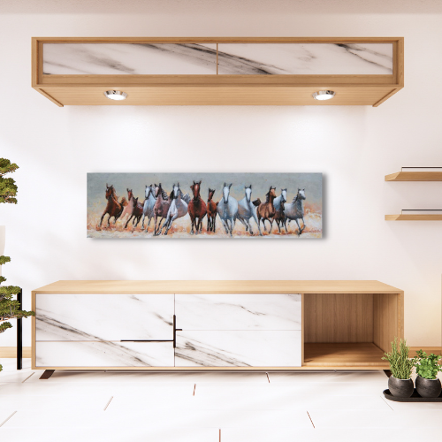 Tableau déco aluminium Cheval Noir au galop - Cadre de décoration murale