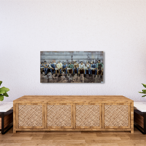 Tableau métal Ouvriers en pleine réflexion