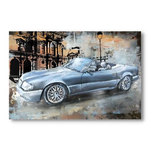 Tableau métal décapotable bleue