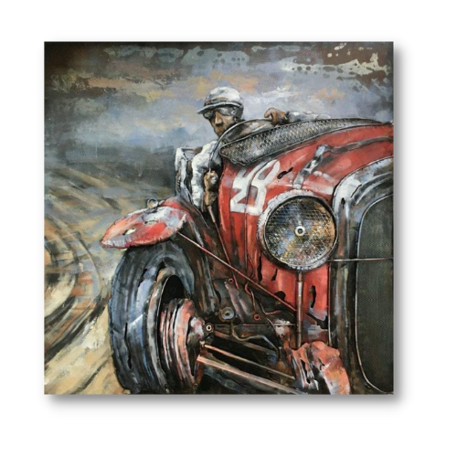 Tableau métal cabriolet rouge