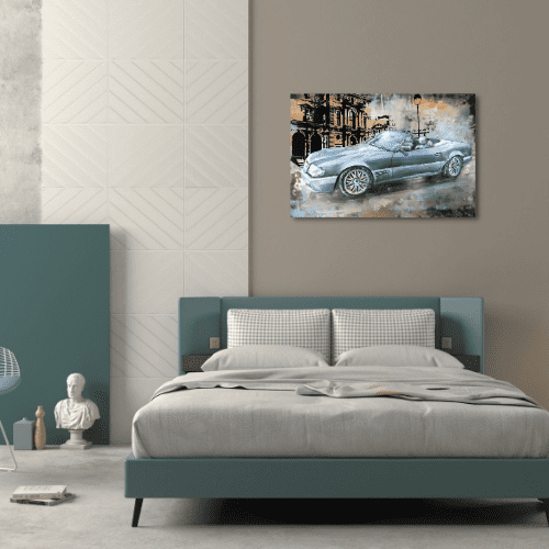 Tableau métal décapotable bleue