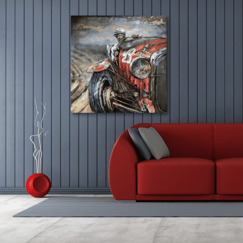 Tableau métal cabriolet rouge