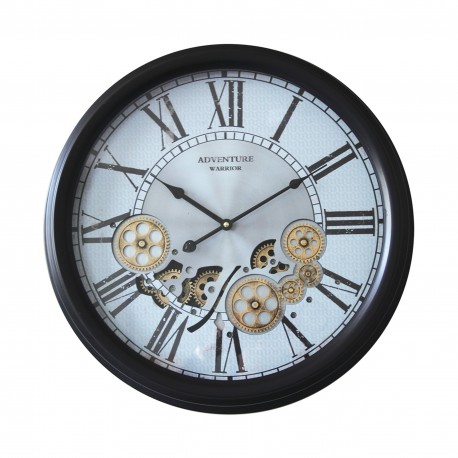 Horloge murale métal à engrenages tournants 53 cm