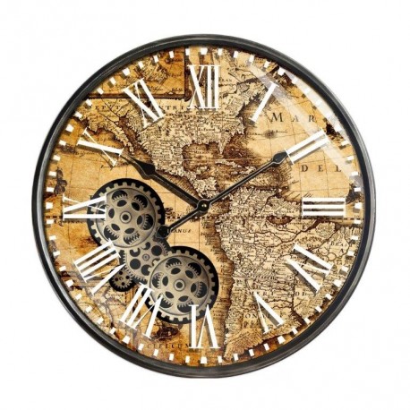 Horloge murale métal à engrenages tournants, diamètre 60