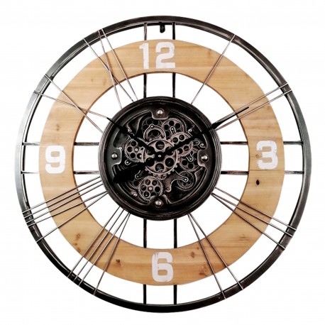 Horloge murale en métal à engrenages tournants de 80 cm