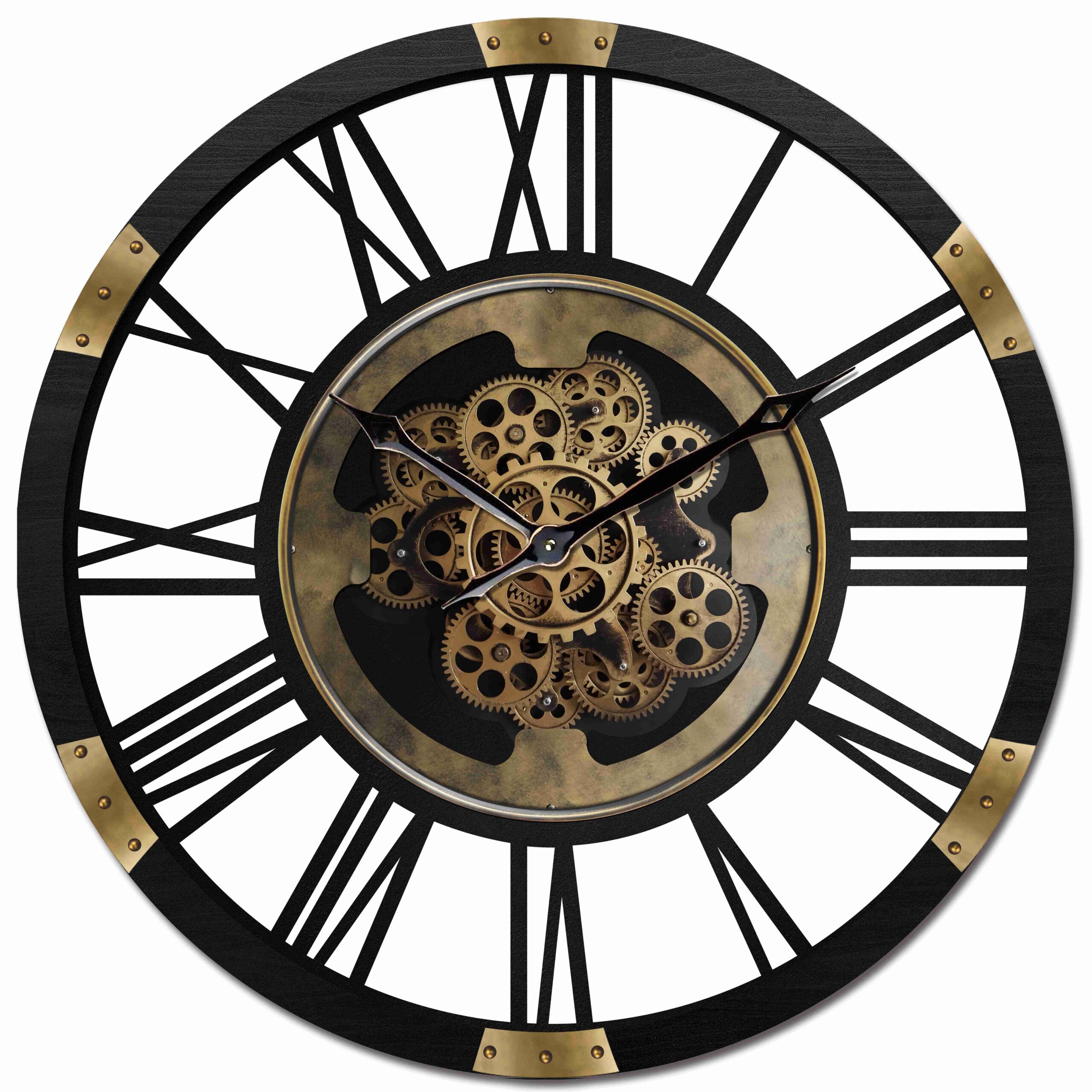 Horloge murale métal à engrenages tournants 68cm