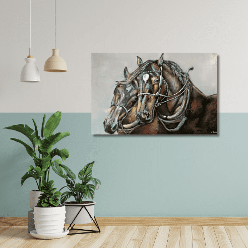 Tableau métal Chevaux de trait