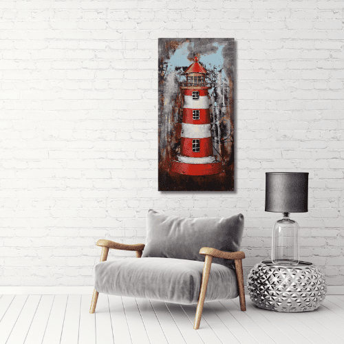 Tableau métal phare rouge