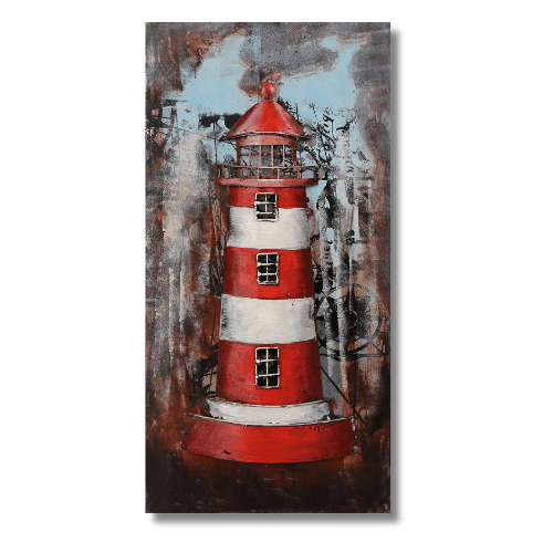 Tableau métal phare rouge